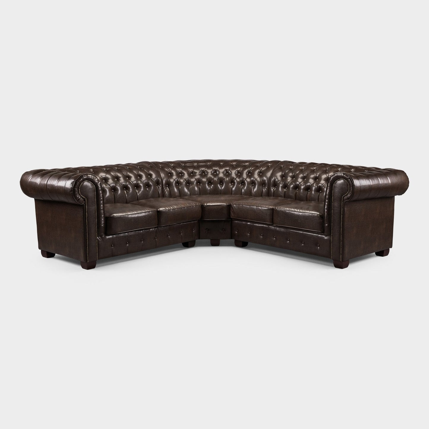 Chesterfield Sofa Antique Brown Large Corner