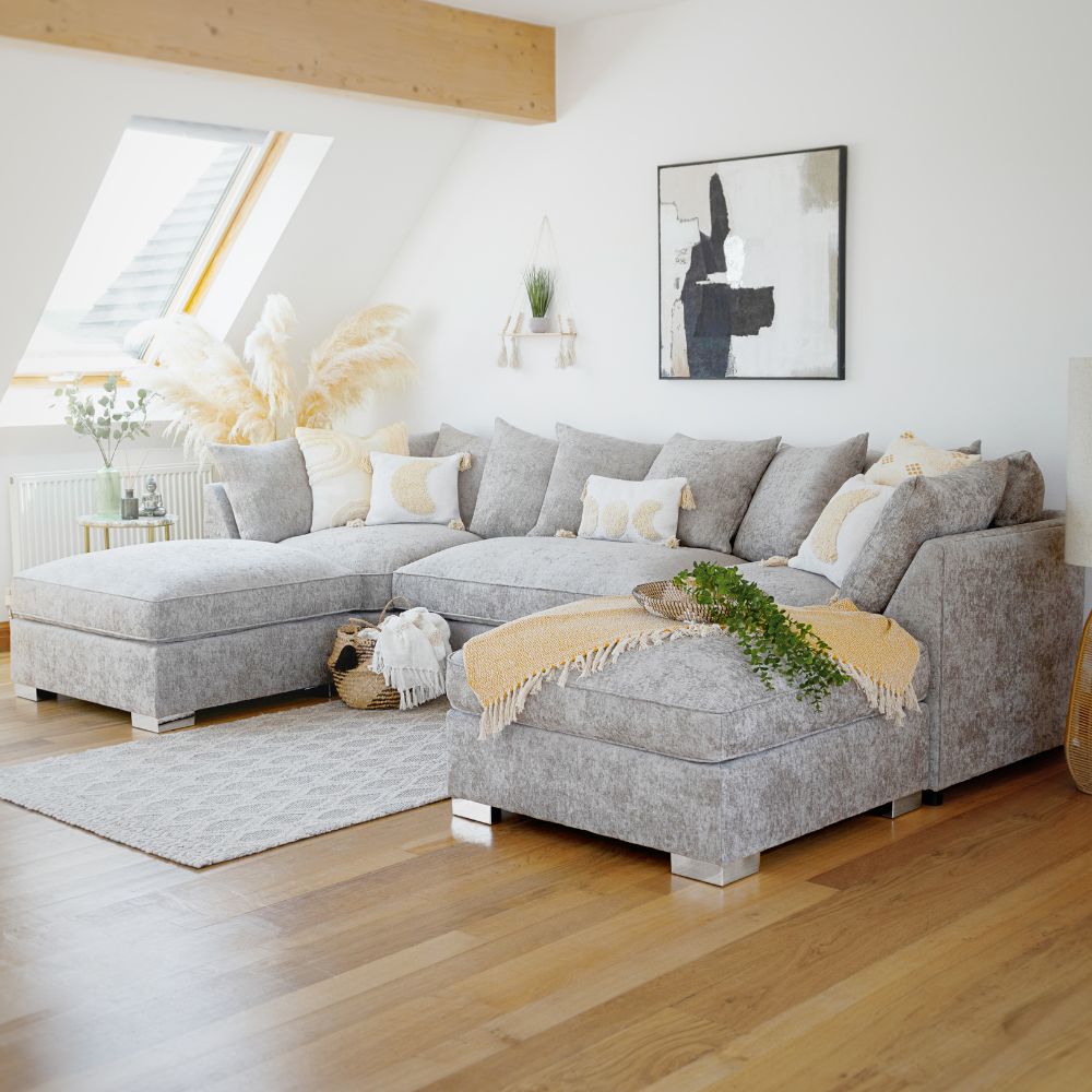 Bishop Scatterback Sofa Platinum U Shape Corner