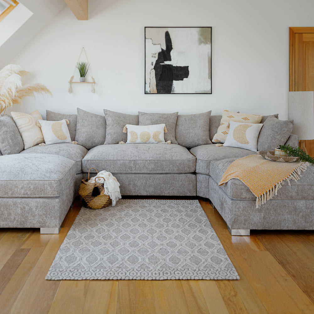 Bishop Scatterback Sofa Platinum U Shape Corner
