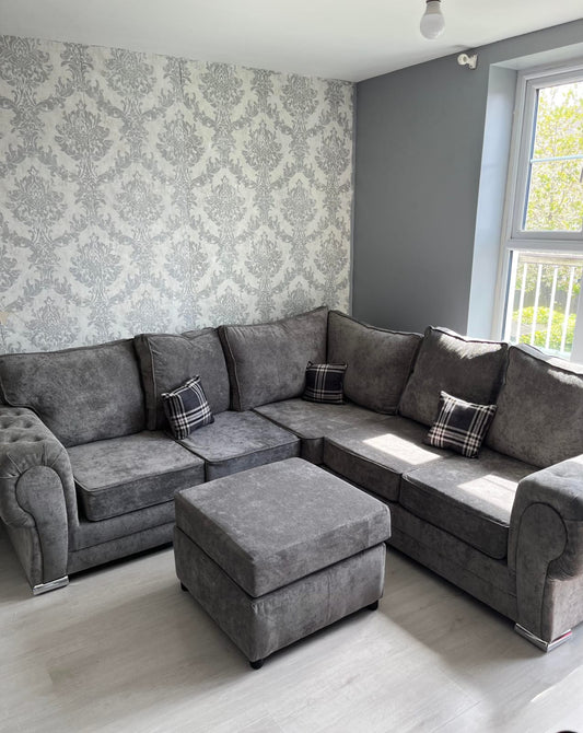 Verona Corner - Fullback Grey + Footstool