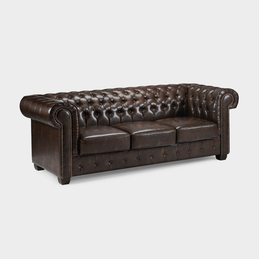 Chesterfield Sofa Antique Brown 3 Seater