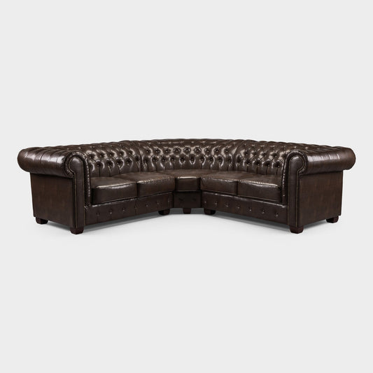 Chesterfield Sofa Antique Brown Large Corner
